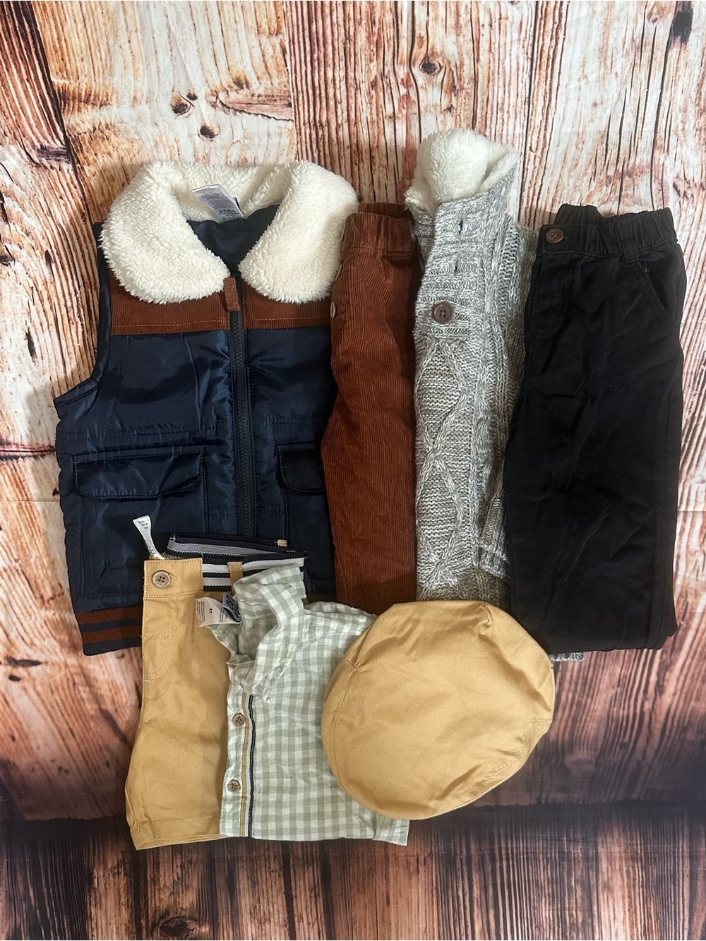 Little Lad Sz 4T Toddler Boy 3 Outfits Pants Shorts Top Vest Hat 7 Pc Bundle
